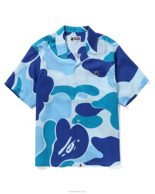 כחול בהיר A Bathing Ape 644LV120 גברים חולצת צווארון פתוח של abc camo