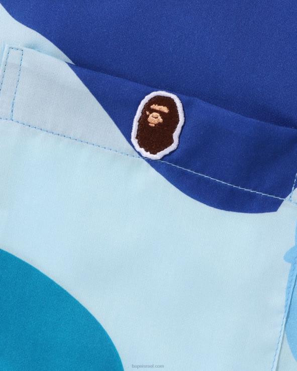 כחול בהיר A Bathing Ape 644LV120 גברים חולצת צווארון פתוח של abc camo