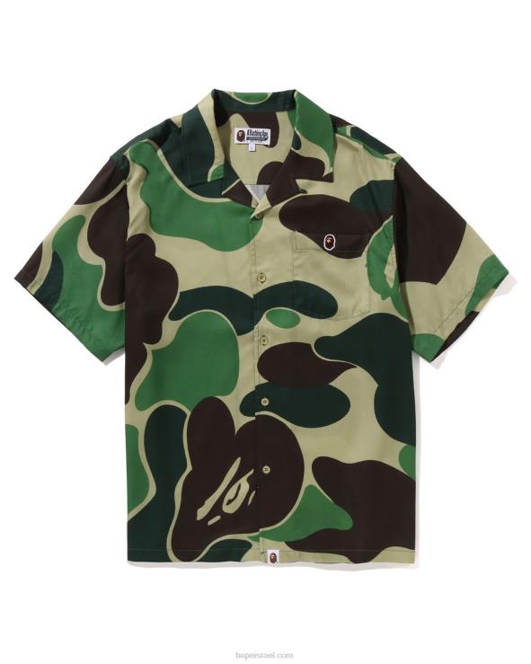 צבא ירוק A Bathing Ape 644LV121 גברים חולצת צווארון פתוח של abc camo