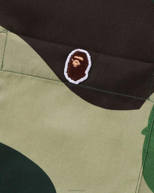 צבא ירוק A Bathing Ape 644LV121 גברים חולצת צווארון פתוח של abc camo