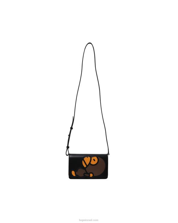 שָׁחוֹר A Bathing Ape 644LV1265 נשים תיק כתף מעור בייבי מילו