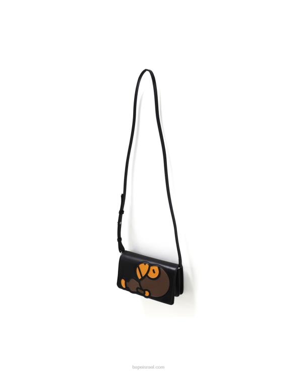שָׁחוֹר A Bathing Ape 644LV1265 נשים תיק כתף מעור בייבי מילו