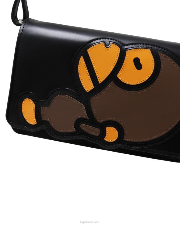 שָׁחוֹר A Bathing Ape 644LV1265 נשים תיק כתף מעור בייבי מילו