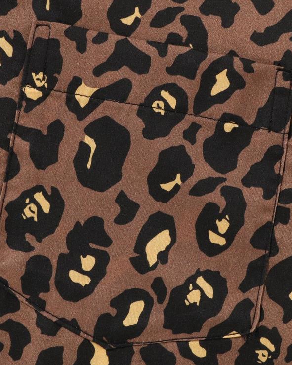 חום A Bathing Ape 644LV126 גברים חולצת צווארון פתוח נמר