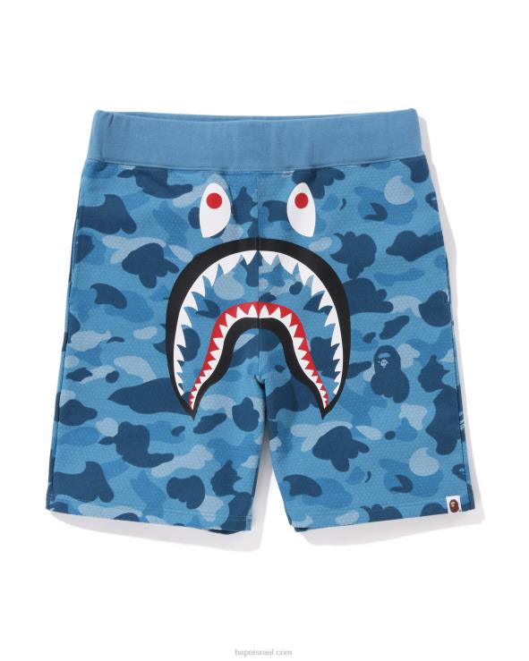 כחול בהיר A Bathing Ape 644LV127 גברים מכנסי זיעה קצרים של כריש כריש חלת דבש