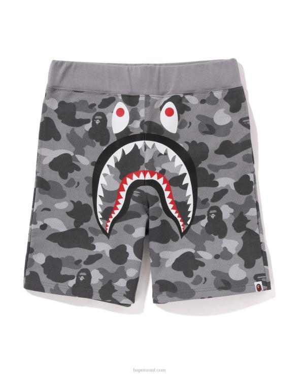 אפור A Bathing Ape 644LV128 גברים מכנסי זיעה קצרים של כריש כריש חלת דבש