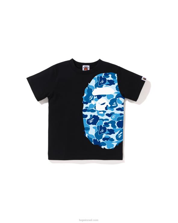 שָׁחוֹר A Bathing Ape 644LV1289 ילדים T-shirt עם ראש גדול בצד abc camo