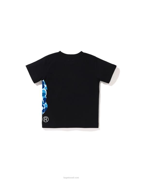 שָׁחוֹר A Bathing Ape 644LV1289 ילדים T-shirt עם ראש גדול בצד abc camo