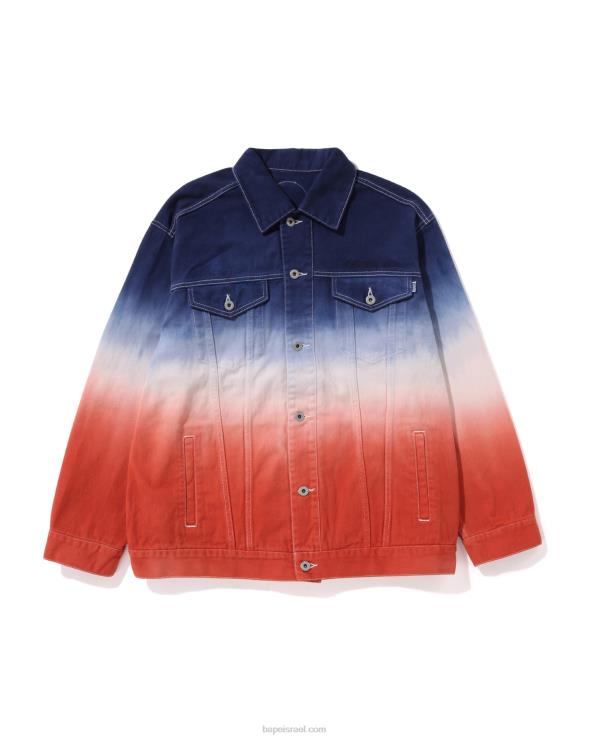 קייס A Bathing Ape 644LV129 גברים ז'קט ג'ינס בגזרה משוחררת, אלוף סיום