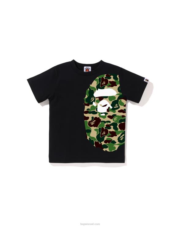 שָׁחוֹר A Bathing Ape 644LV1290 ילדים T-shirt עם ראש גדול בצד abc camo