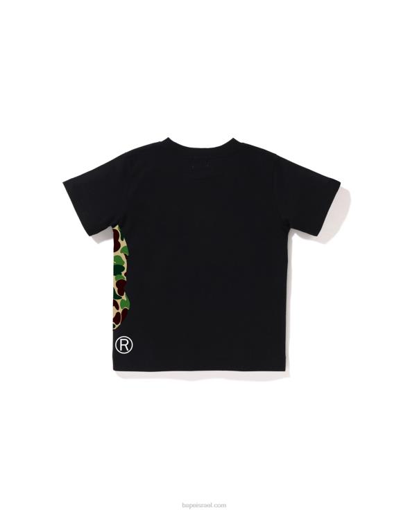 שָׁחוֹר A Bathing Ape 644LV1290 ילדים T-shirt עם ראש גדול בצד abc camo
