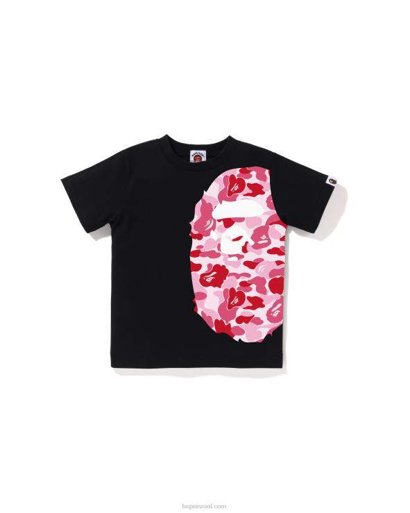 שָׁחוֹר A Bathing Ape 644LV1291 ילדים T-shirt עם ראש גדול בצד abc camo