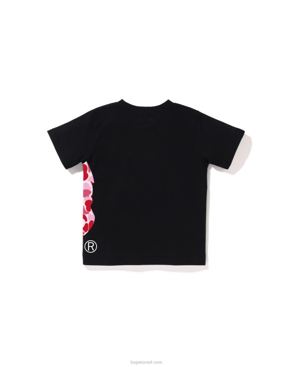 שָׁחוֹר A Bathing Ape 644LV1291 ילדים T-shirt עם ראש גדול בצד abc camo