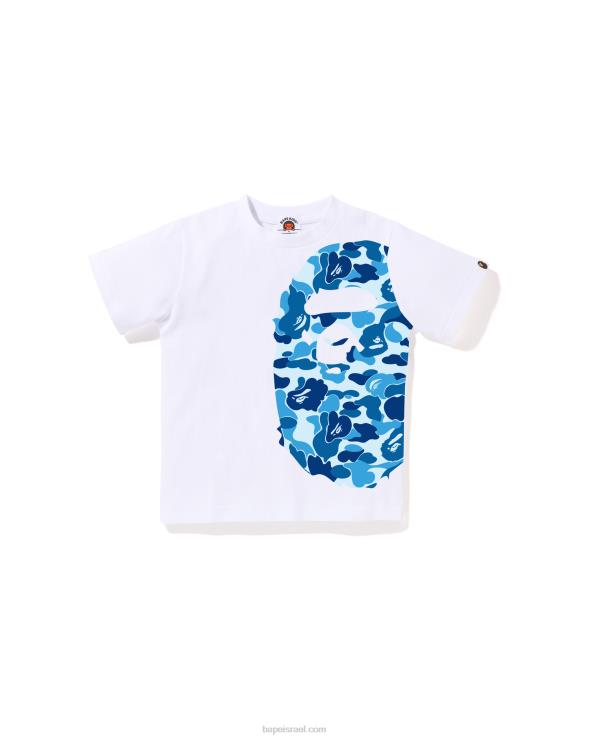 לבן A Bathing Ape 644LV1292 ילדים T-shirt עם ראש גדול בצד abc camo