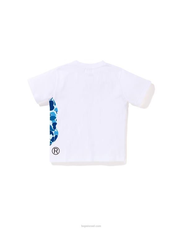 לבן A Bathing Ape 644LV1292 ילדים T-shirt עם ראש גדול בצד abc camo