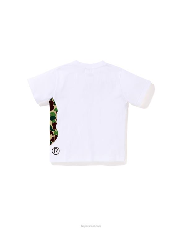 לבן A Bathing Ape 644LV1293 ילדים T-shirt עם ראש גדול בצד abc camo
