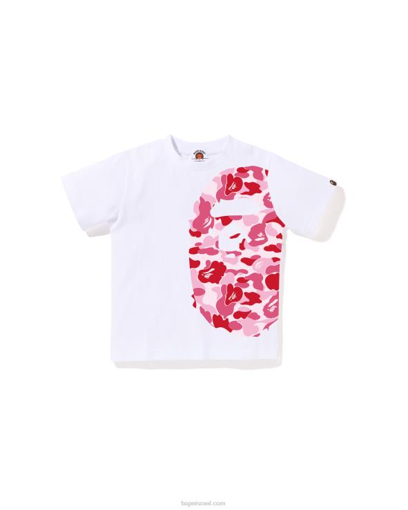 לבן A Bathing Ape 644LV1294 ילדים T-shirt עם ראש גדול בצד abc camo