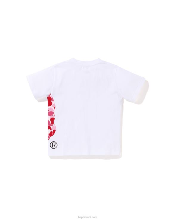 לבן A Bathing Ape 644LV1294 ילדים T-shirt עם ראש גדול בצד abc camo