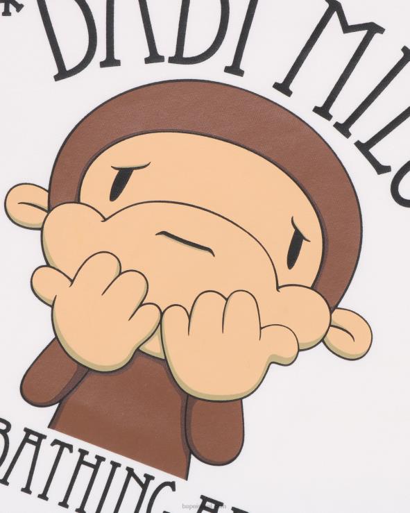 לבן A Bathing Ape 644LV1299 ילדים טי צלצול מילו ביישן מצויר