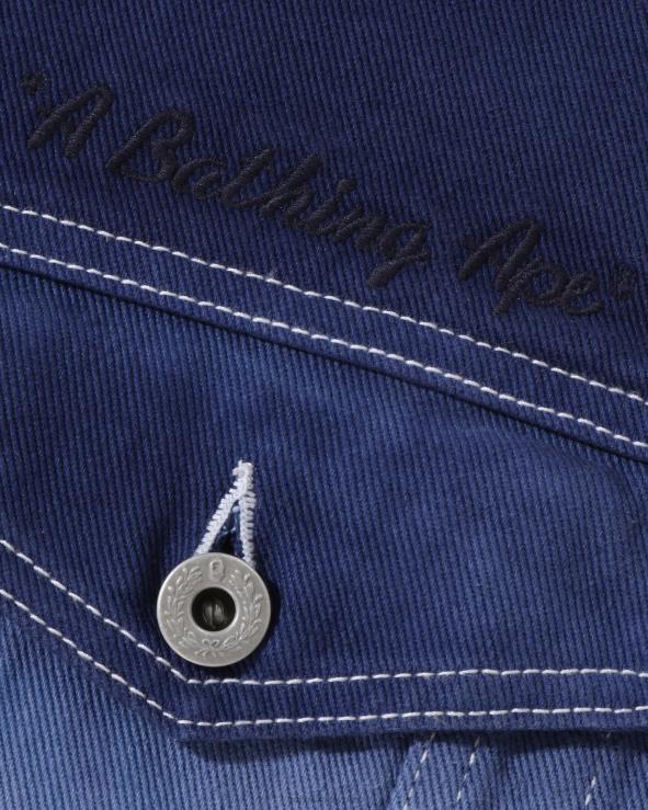 קייס A Bathing Ape 644LV129 גברים ז'קט ג'ינס בגזרה משוחררת, אלוף סיום