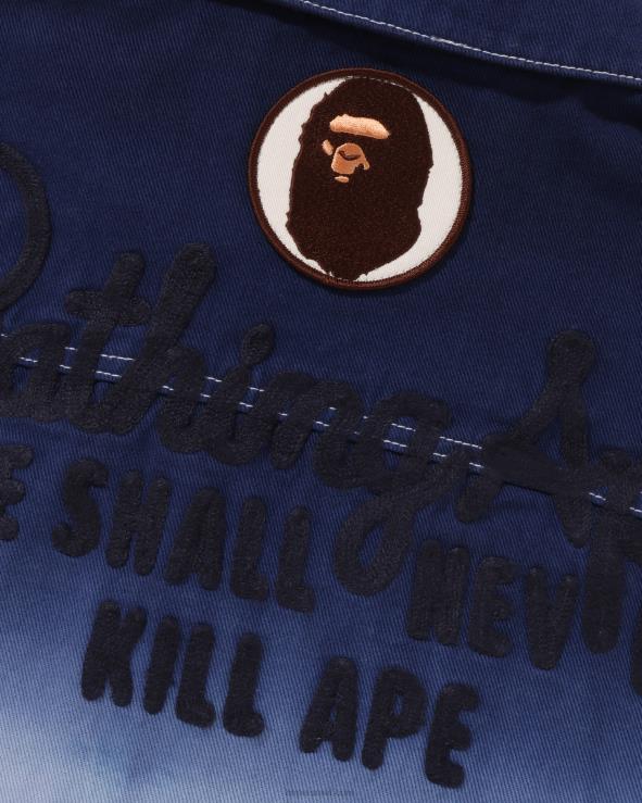 קייס A Bathing Ape 644LV129 גברים ז'קט ג'ינס בגזרה משוחררת, אלוף סיום
