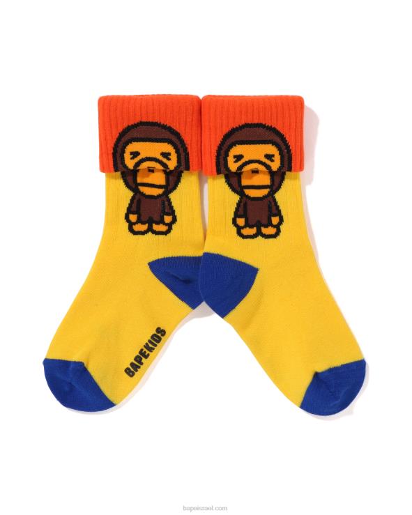 צהוב A Bathing Ape 644LV1307 ילדים גרביים עם חפתים של תינוק מילו