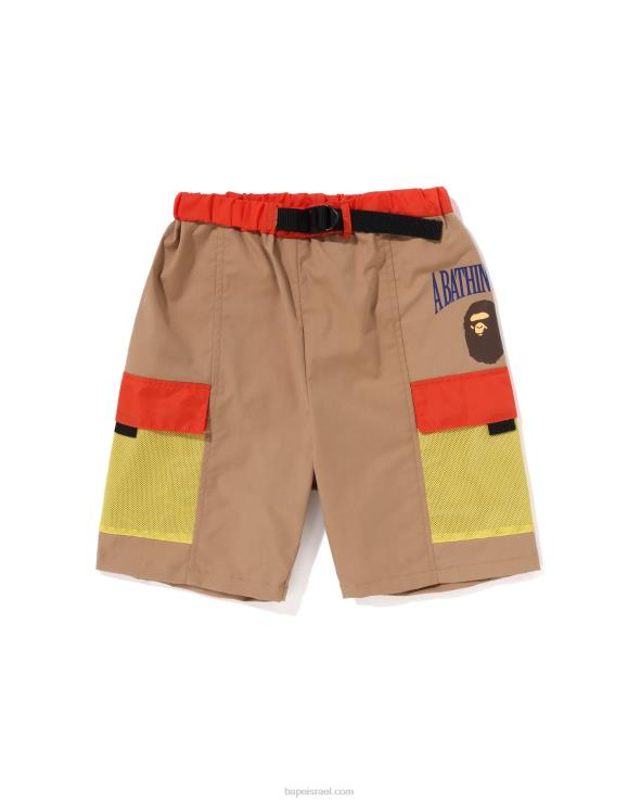 בז' A Bathing Ape 644LV1310 ילדים מכנסי כיס מרשת