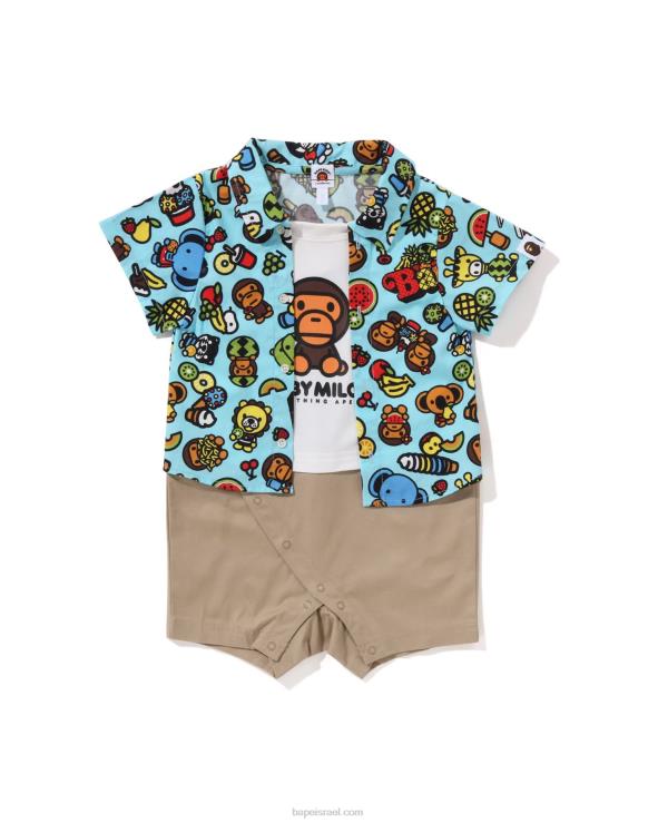 כחול בהיר A Bathing Ape 644LV1312 ילדים בייבי מילו חולצת פירות מעורבים בשכבות