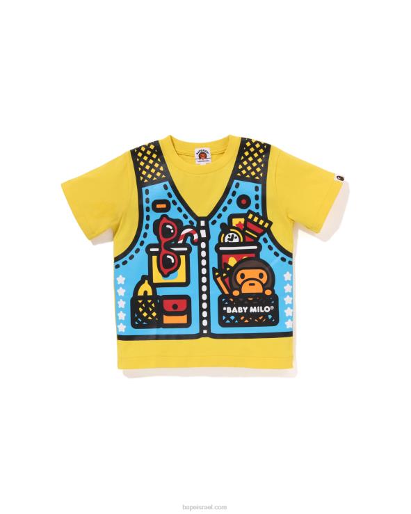 צהוב A Bathing Ape 644LV1321 ילדים טי הדפס אפוד דיג בייבי מילו