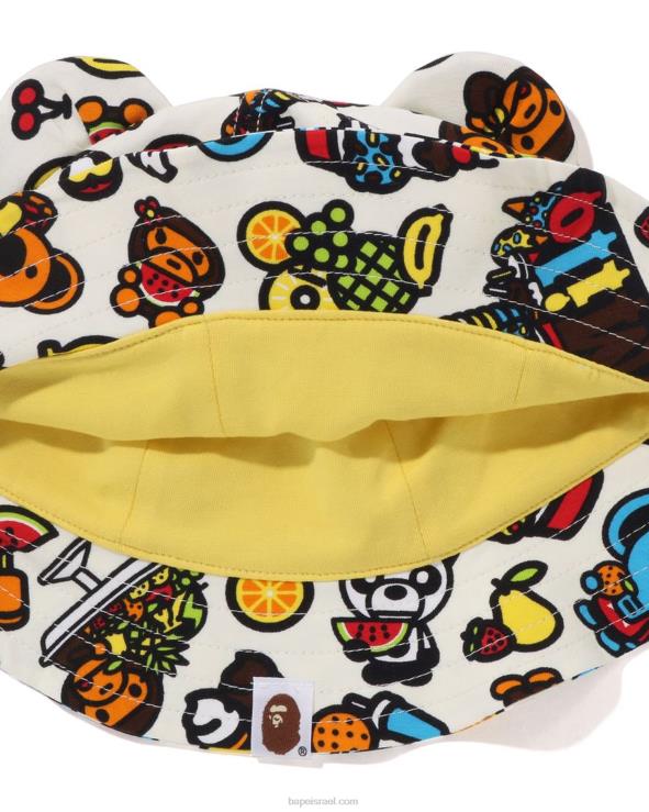 צבע שמנת A Bathing Ape 644LV1322 ילדים כובע פירות מעורב בייבי מילו