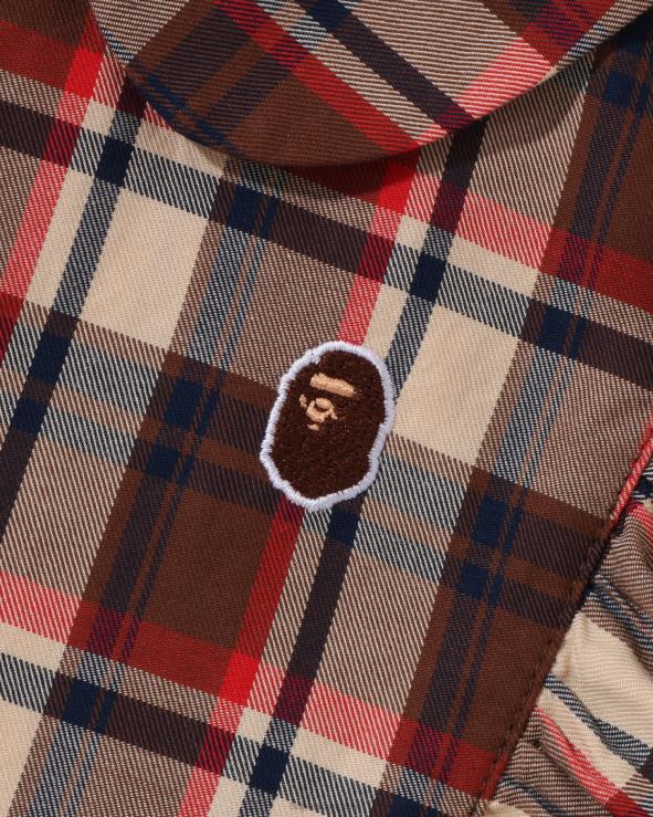 אדום בהיר A Bathing Ape 644LV1327 ילדים צווארון עגול מיני צ'ק אחד