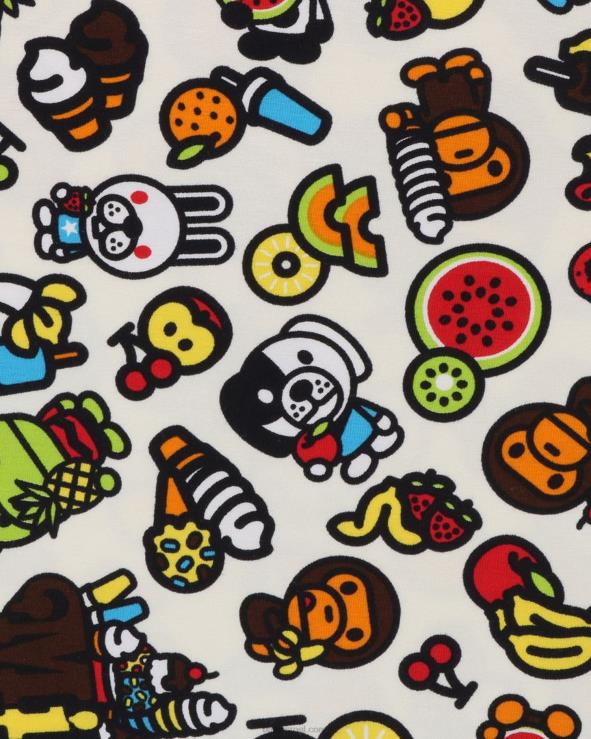צבע שמנת A Bathing Ape 644LV1328 ילדים טי צלעות פירות מעורבות בייבי מילו