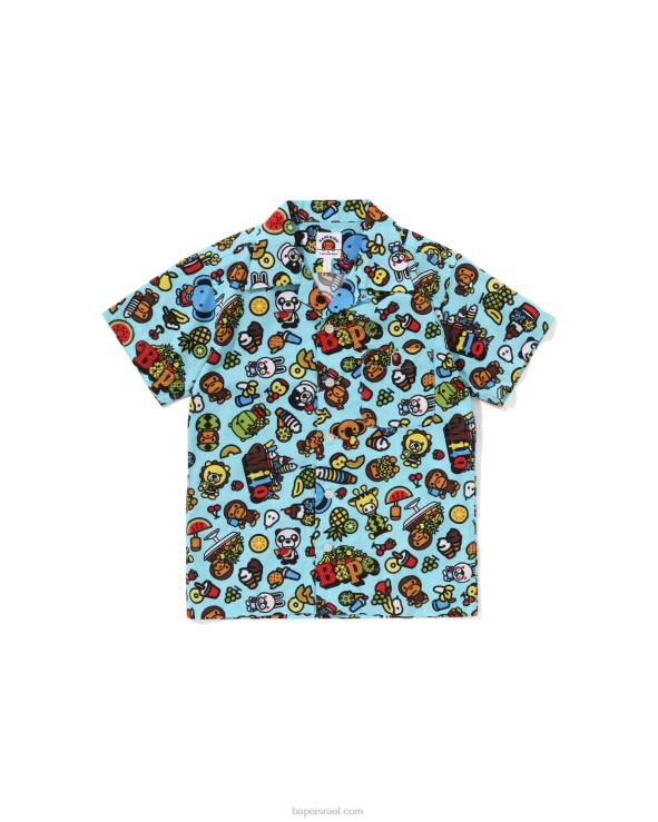 כחול בהיר A Bathing Ape 644LV1329 ילדים חולצת צווארון פתוח של בייבי מילו מעורב פירות