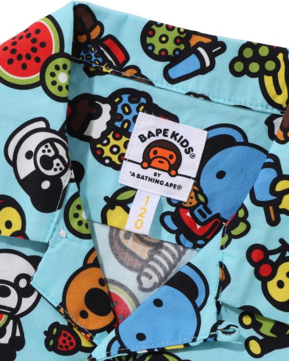 כחול בהיר A Bathing Ape 644LV1329 ילדים חולצת צווארון פתוח של בייבי מילו מעורב פירות