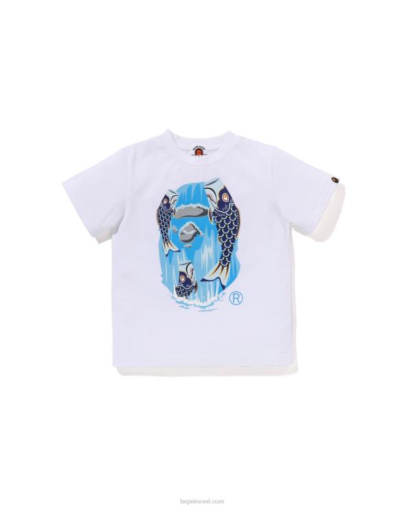 לבן A Bathing Ape 644LV1336 ילדים טי ראש מפל koinobori