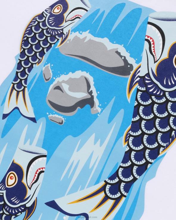 לבן A Bathing Ape 644LV1336 ילדים טי ראש מפל koinobori