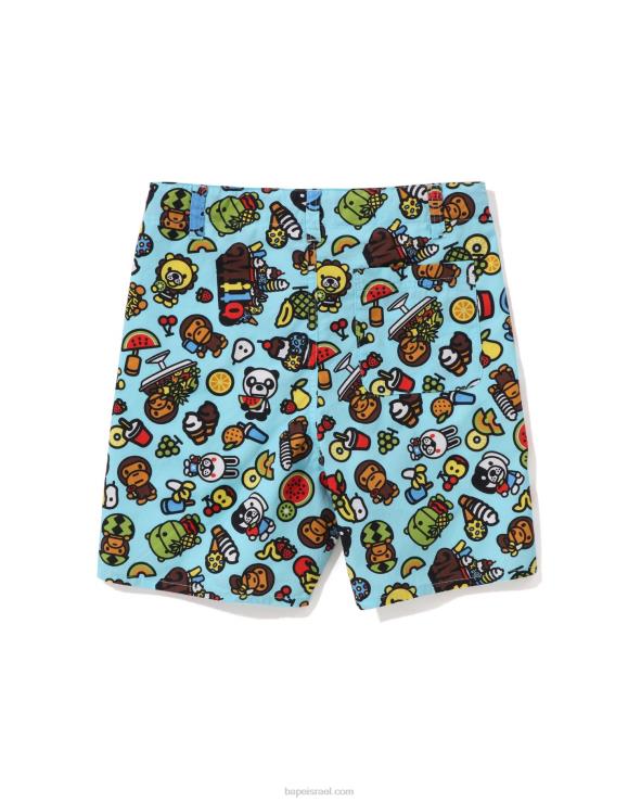 כחול בהיר A Bathing Ape 644LV1337 ילדים מכנסי פירות מעורבים של בייבי מילו