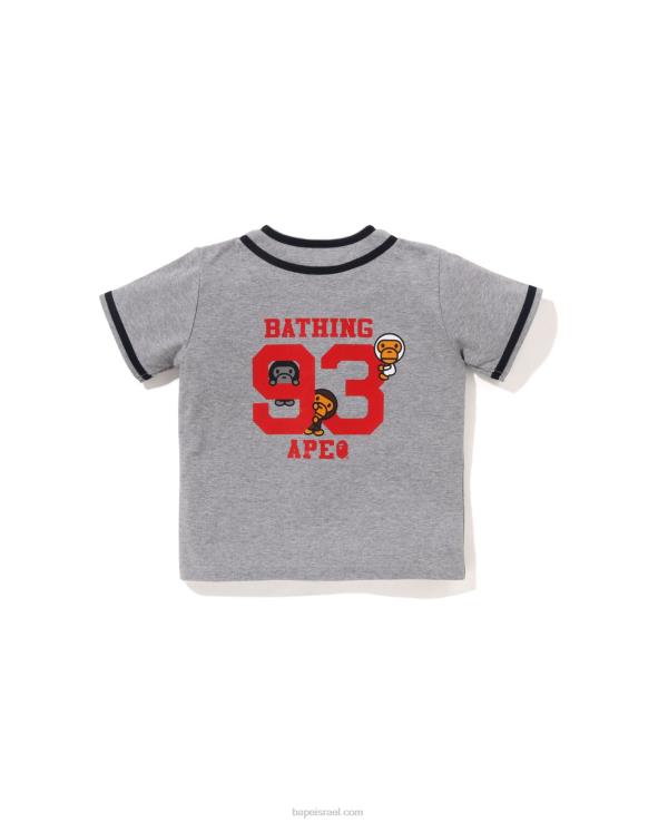 אפור כהה A Bathing Ape 644LV1346 ילדים חולצת בייסבול בייבי מילו