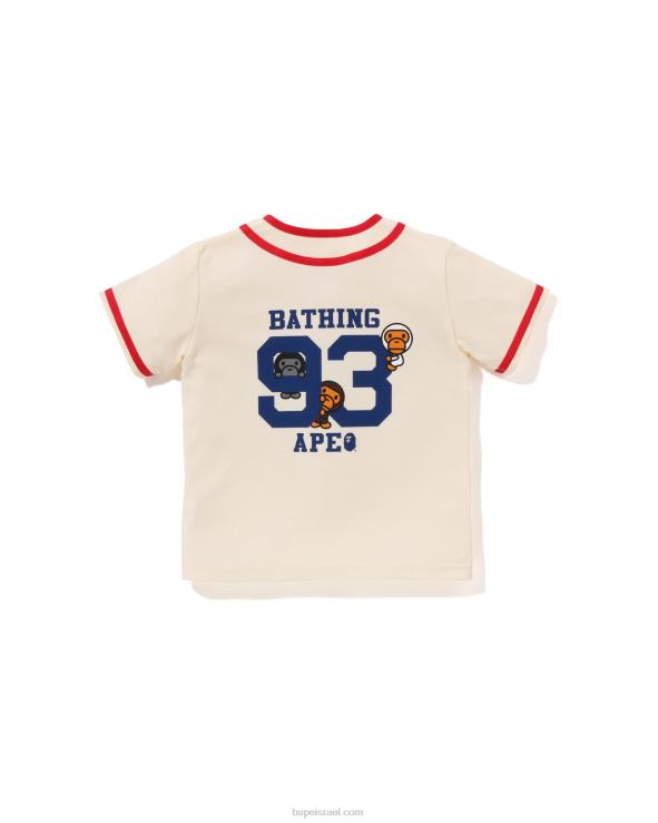 לבן A Bathing Ape 644LV1347 ילדים חולצת בייסבול בייבי מילו
