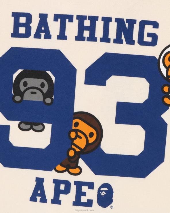לבן A Bathing Ape 644LV1347 ילדים חולצת בייסבול בייבי מילו