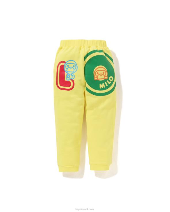 צהוב A Bathing Ape 644LV1356 ילדים מכנסי טרנינג בגופן בייבי מילו
