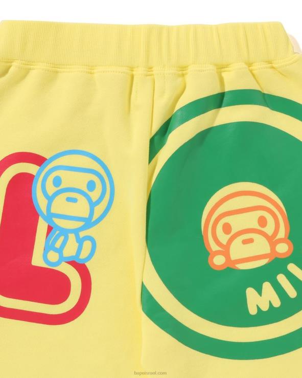 צהוב A Bathing Ape 644LV1356 ילדים מכנסי טרנינג בגופן בייבי מילו