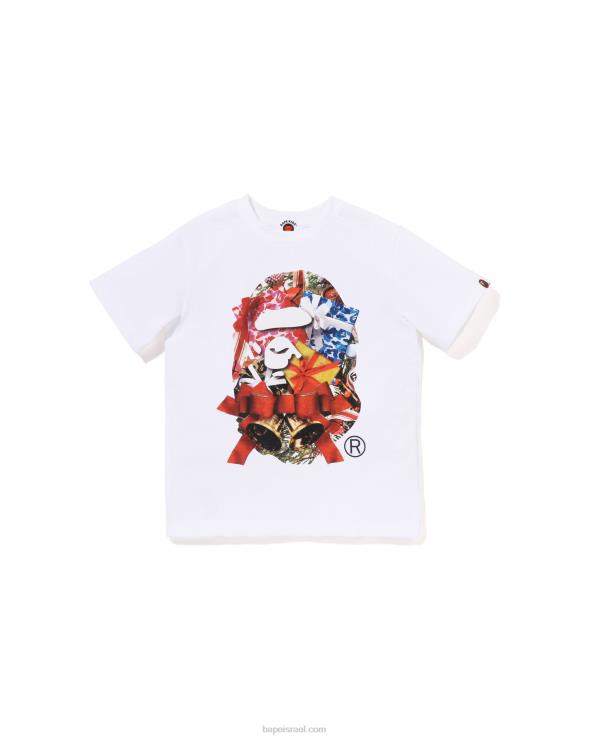 לבן A Bathing Ape 644LV1358 ילדים טי ראש חג המולד