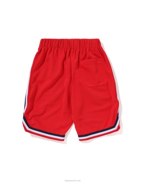 אדום בהיר A Bathing Ape 644LV1360 ילדים מכנסי כדורסל עם הדפסים רבים