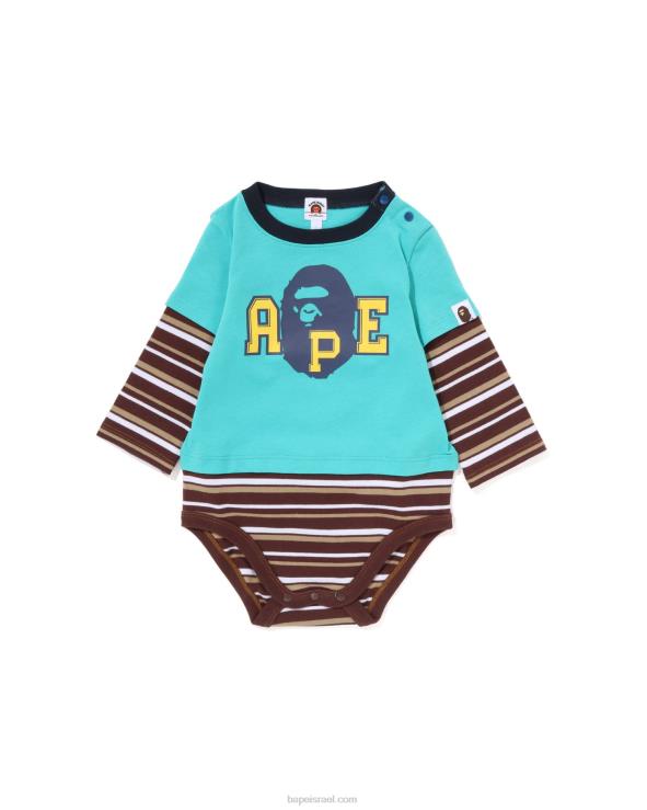 ירוק בהיר A Bathing Ape 644LV1368 ילדים בגד גוף בשכבות ראש חישוק