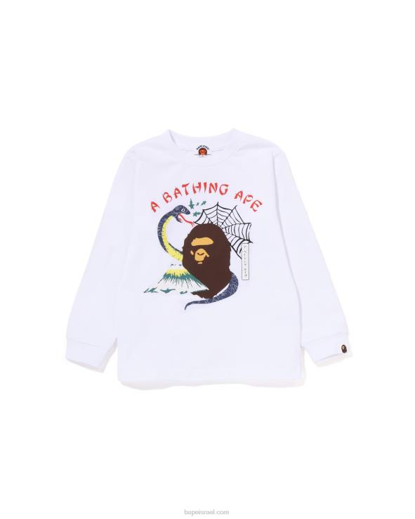 לבן A Bathing Ape 644LV1370 ילדים טי למזכרת תרבות יפן