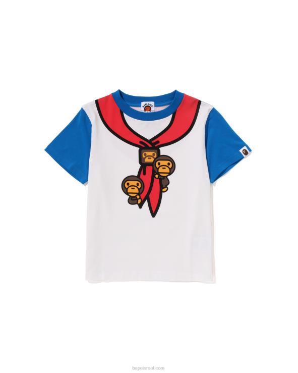 כְּחוֹל A Bathing Ape 644LV1378 ילדים חולצת הדפסה של ראש הצופים של התינוק מילו