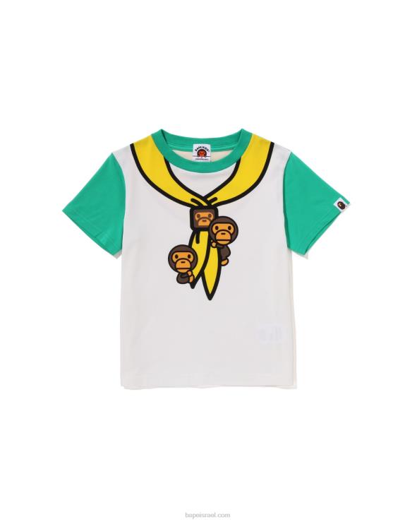 ירוק טווס A Bathing Ape 644LV1379 ילדים חולצת הדפסה של ראש הצופים של התינוק מילו