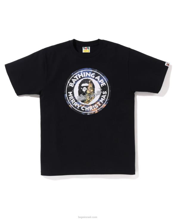 שָׁחוֹר A Bathing Ape 644LV138 גברים חג המולד עמוס בטי עבודה