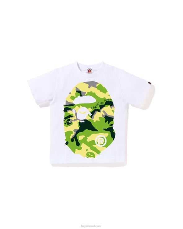 לבן A Bathing Ape 644LV1386 ילדים woodland camo טי גדול ראש